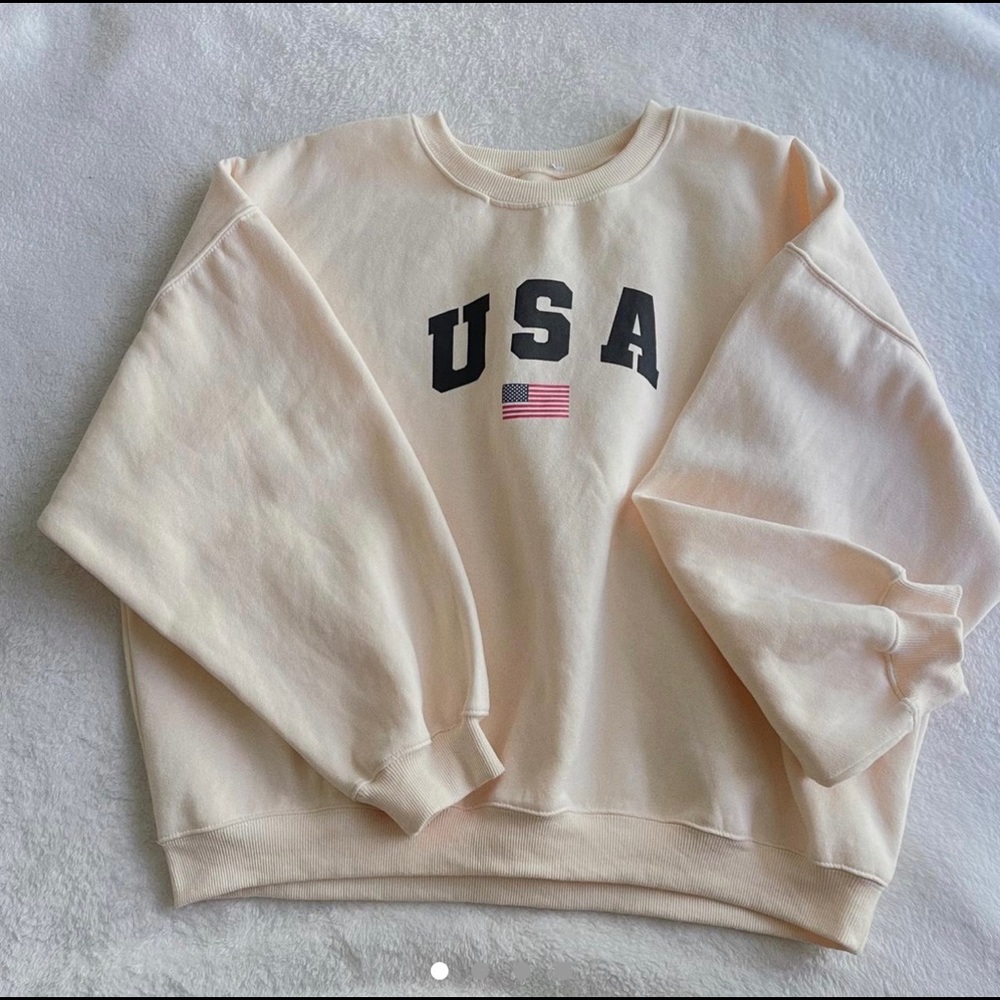 COPY - Princess Polly USA Oversized Crewneck Sweatshirt in Cream